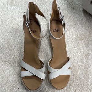 UGG White Tan Sandals with Minimalist Design